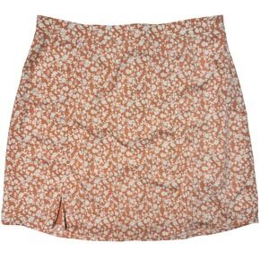 AND NOW THIS Mini Skirt Medium Peach White Floral Cottagecore Romantic